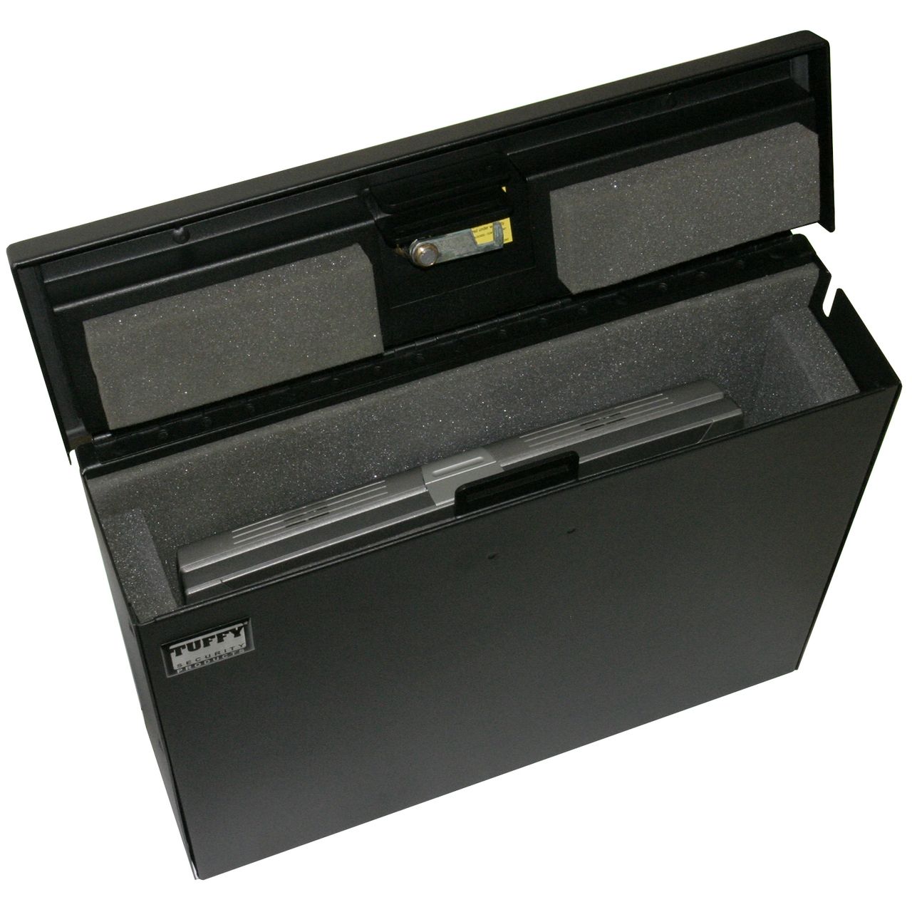 NOVISauto Laptop und Tabletsafe für Fahrzeuge 15 Zoll Fahrzeugsafe mattschwarz fest oder variabel eingebaut