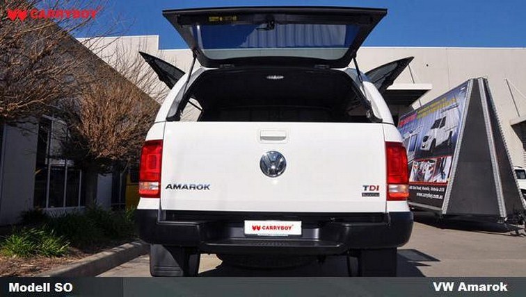 Volkwagen Amarok Hardtop von CARRYBOY mit seitlichen Klappen aus Kunststoff Heckscheibenheizung