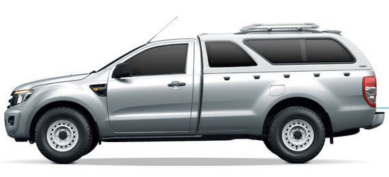 CARRYBOY Hardtop mit Schiebefenster für Ford Ranger Einzelkabine Singlecab Dachreling bis 80kg